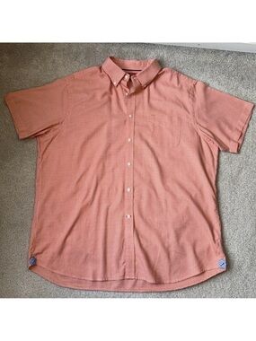 Cremieux Classics Slim Fit Shirt Short Sleeves Button Down Orange Gingham XXL